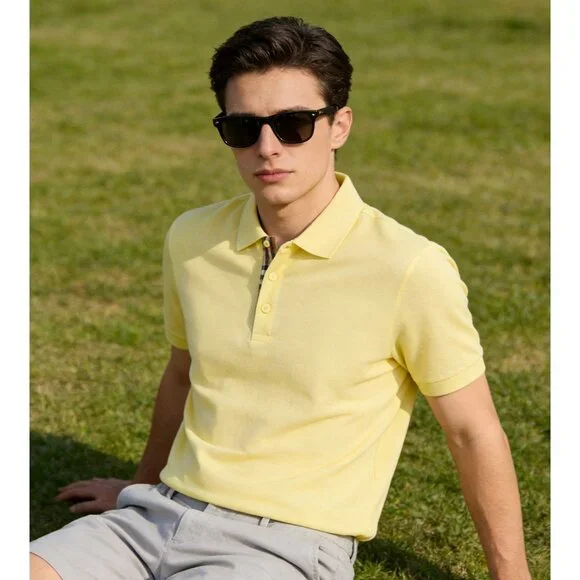 Burberry Men’s Hartford Cotton Polo T-shirt Frosted Lemon S 8104324